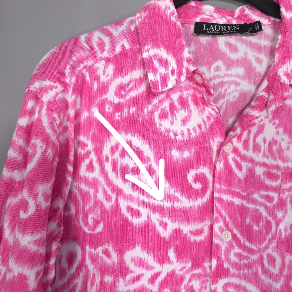 LAUREN RALPH LAUREN Pink & White Sleep Shirt Paisley MEDIUM Women's Nightgown - Picture 9 of 12